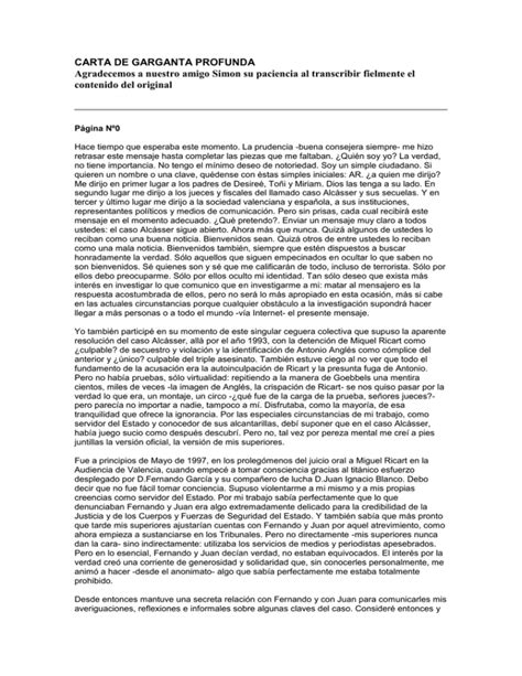 garganta profunda valencia|Alcàsser. Carta de Garganta Profunda.